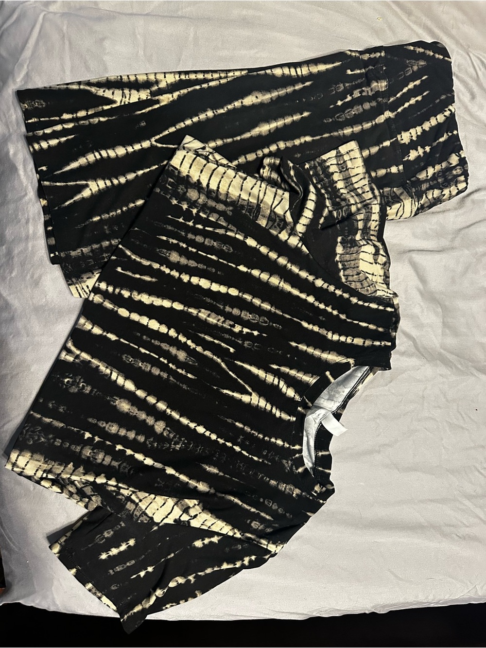 Black and Cream Tie-Dye Set - Casual Two-Piece